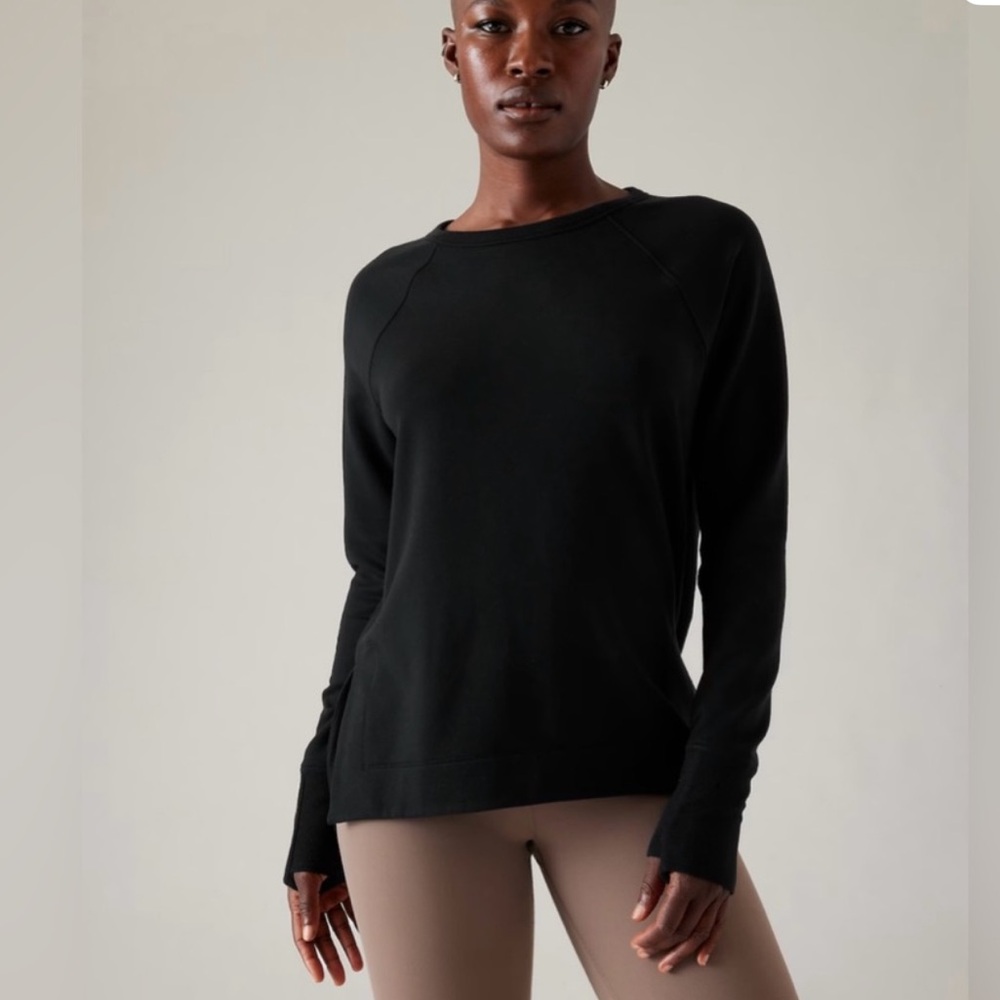 Athleta Coaster Luxe Sweatshirt Black Long Sleeve Sweatshirt Sz Medium - Picture 2 of 7